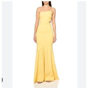 Likely Fina Dress Womens 0 Yellow Cowl Neck Slip Maxi Asym Hem Gown Evening